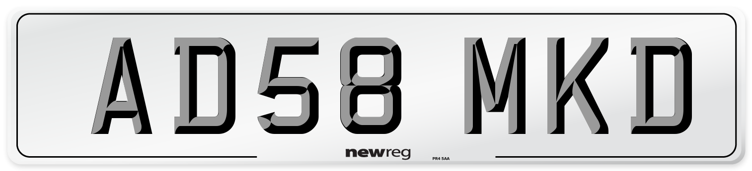 AD58 MKD Number Plate from New Reg